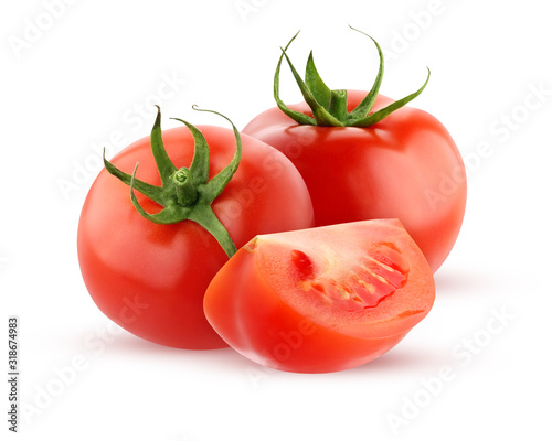 Foto tomatoes isolated on a white background with a clipping path.
