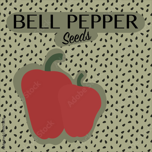 Flat design packaging for seeds of vegetables in vector with copy space. Bell pepper seeds