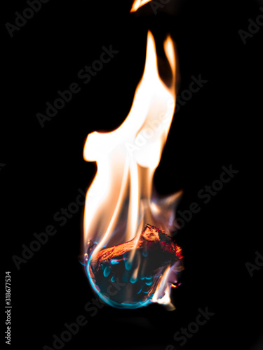 rose on fire black background