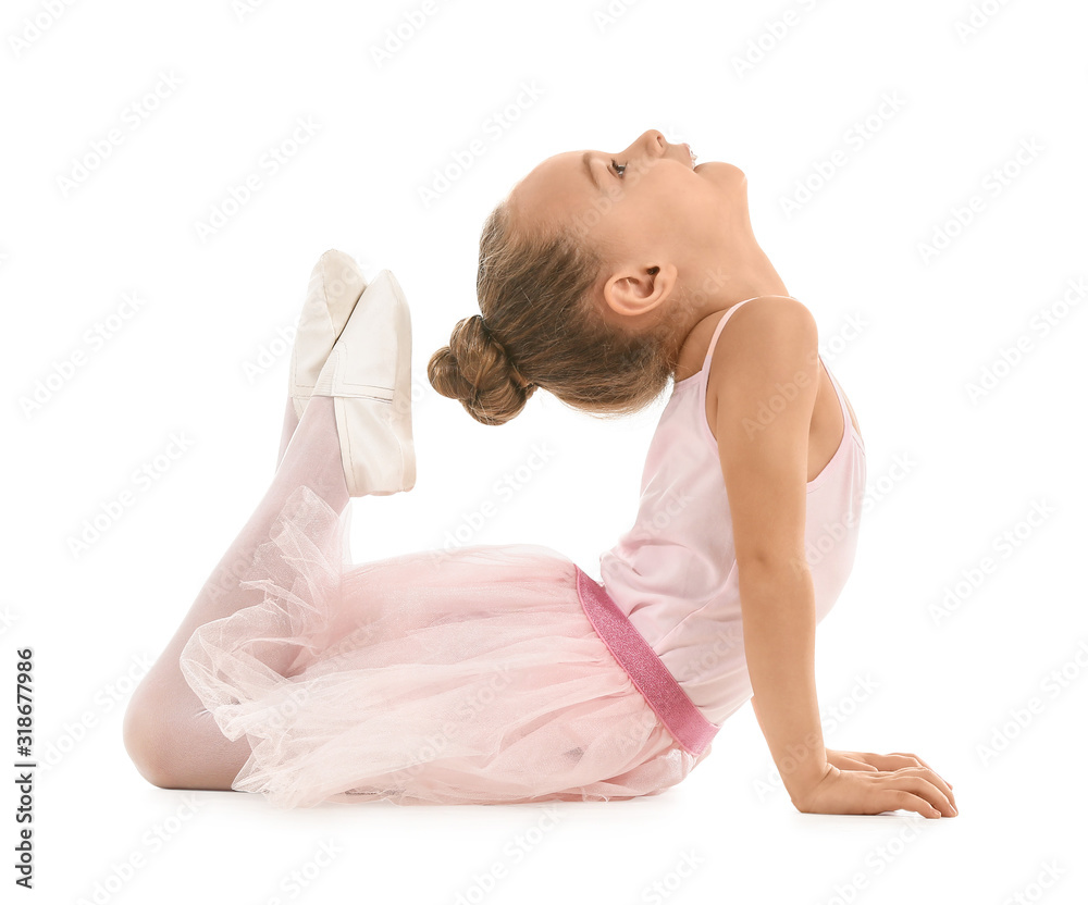 Cute little ballerina on white background Cute little ballerina on white background