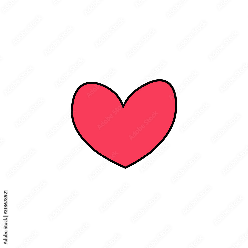 Hand drawn heart flat vector icon isolated on a white background.Love icon.Valentine's day concept.