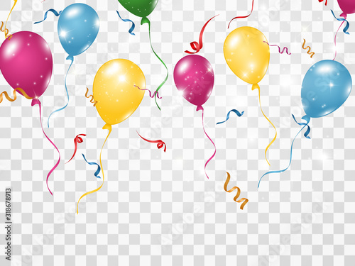 Colorful confetti and balls isolated. Festive background vector. Happy Birthday. Holiday.