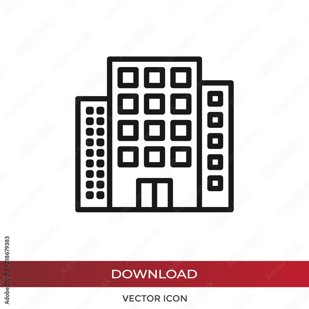 Buildings icon vector. Simple buildings sign in modern design style for web site and mobile app. EPS10
