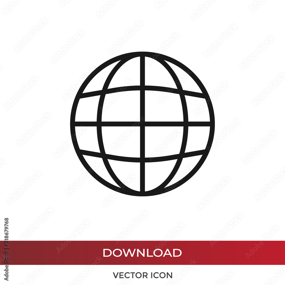 Globe icon vector. Simple globe sign in modern design style for web site and mobile app. EPS10 Globe icon vector. Simple globe sign in modern design style for web site and mobile app. EPS10
