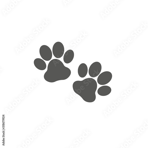 Paw prints sign isolated on white background