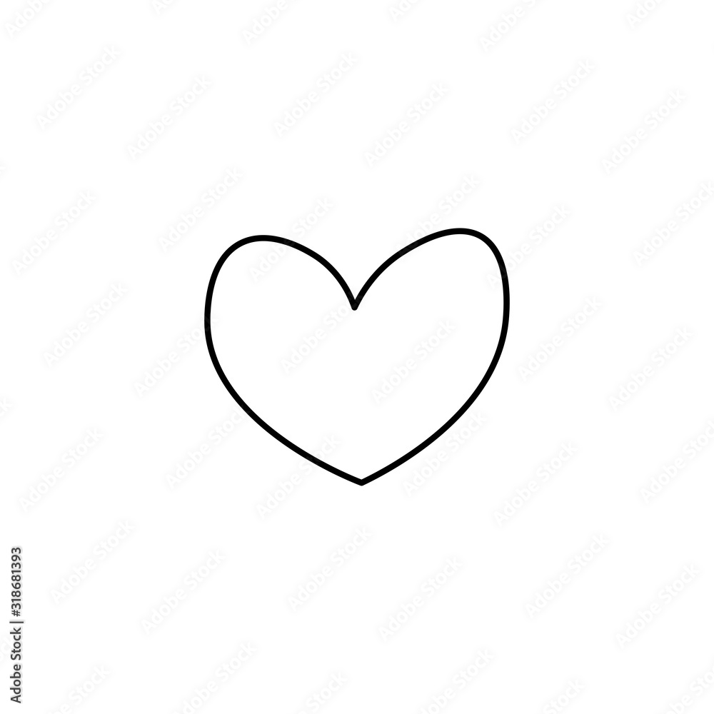 Hand drawn heart flat vector icon isolated on a white background.Love icon.Valentine's day concept.