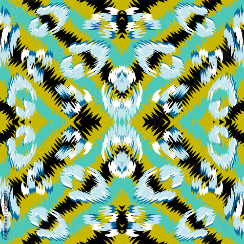 Ebony Panther Dyed Vector Seamless Pattern. 