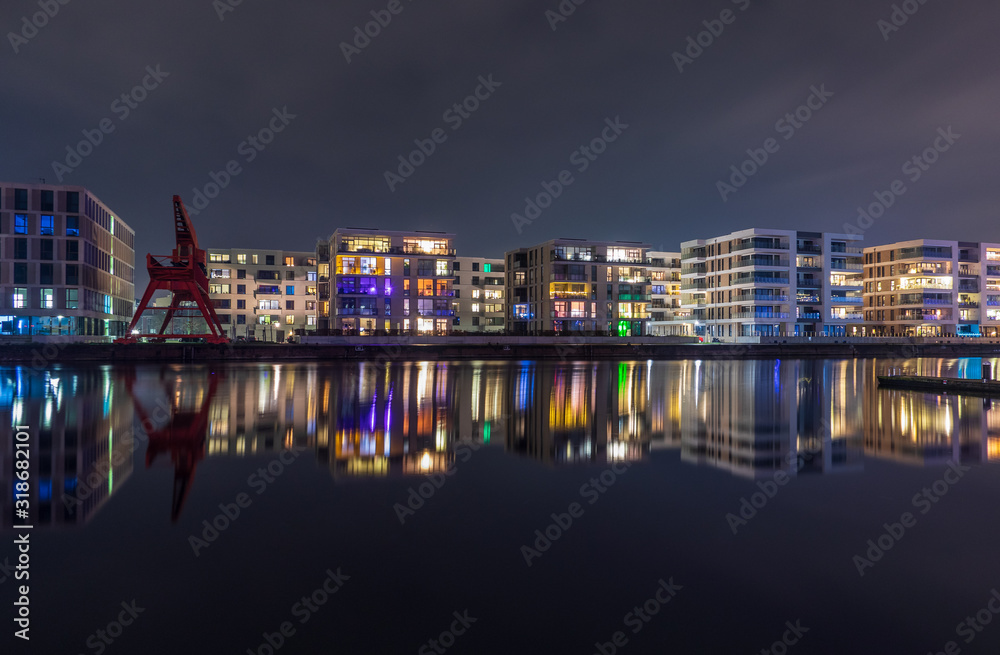 Architecture and nightscape of the city Bremerhafen in Germany