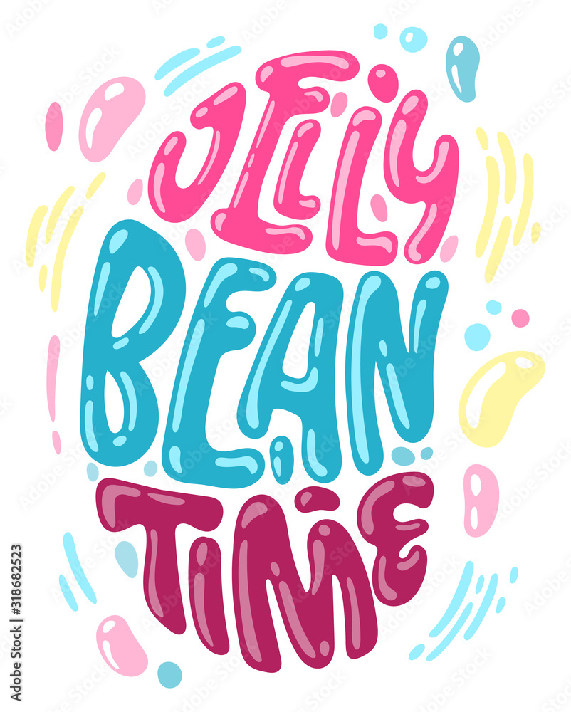 Jelly Bean Time - hand drawn easter jelly bean shape lettering for postcard design. Spring christian holiday card. Vector illustration art. Lettering greeting print. Carrot coocke hape design. Jelly Bean Time - hand drawn easter jelly bean shape lettering for postcard design. Spring christian holiday card. Vector illustration art. Lettering greeting print. Carrot coocke hape design.