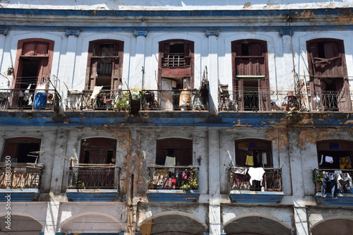 Photography A typical old house with balcony in colonial style on central Havana