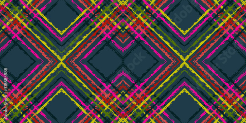 Blue Arabic Tribal Vector Seamless Pattern.
