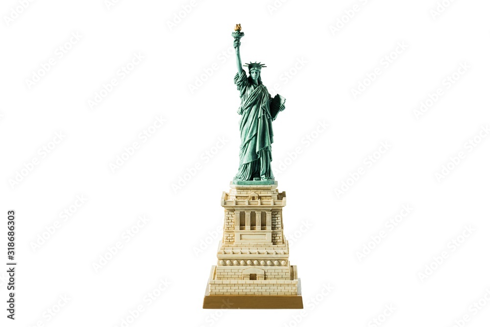 Obraz premium Close up view isolated Statue of Liberty. Liberty Island in New York. Harbor in New York. Beautiful background.