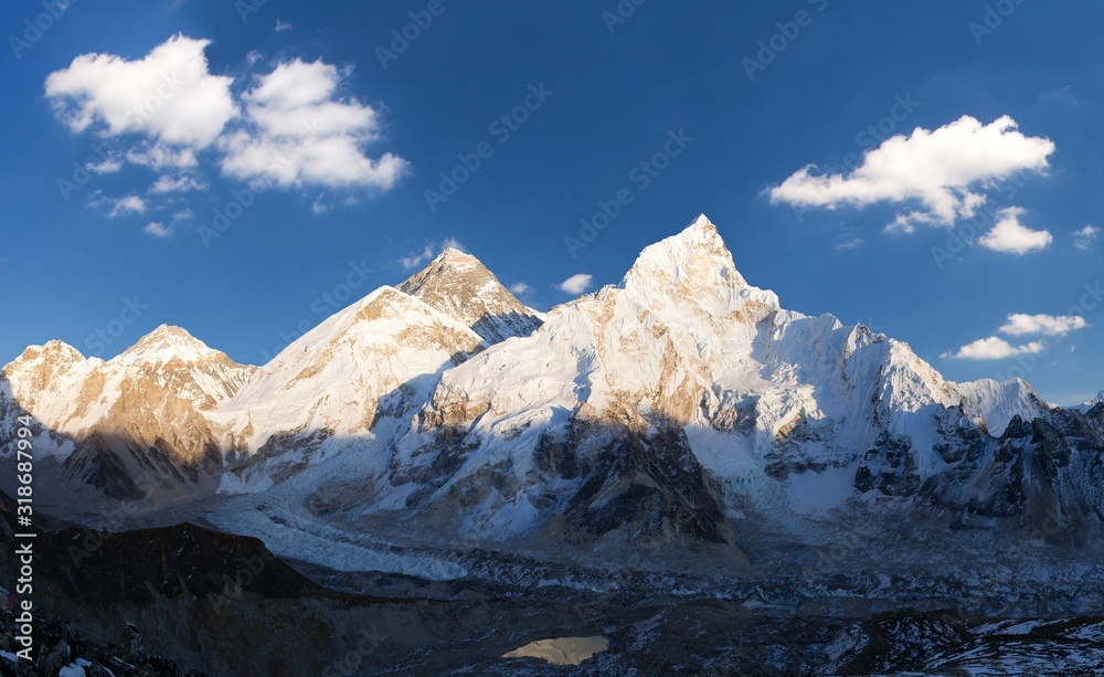 Mount Everest evening sunset panoramic view Mount Everest evening sunset panoramic view