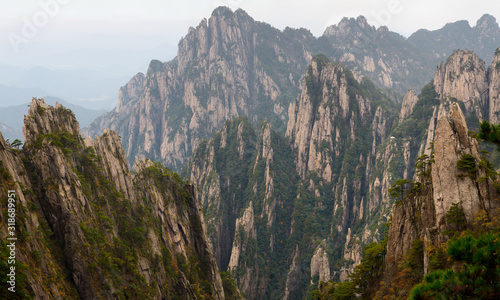 Stone Column and Songling Peaks at the West Sea area Huangshan Mountain China