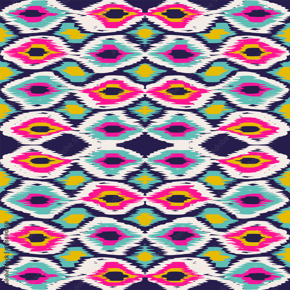 Naklejka premium Indigo Elegant Tie Dye Vector Seamless Pattern.