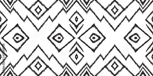 Black and White Tile Vector Seamless Pattern.