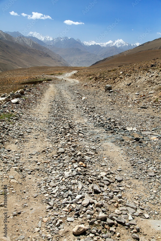 unpaved road in Tajikistan, Wakhan valley, Pamir