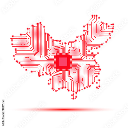 Map of China. Corona virus in China. Abstract China