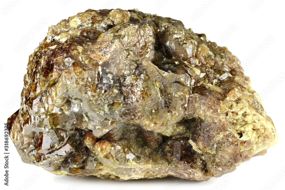 vesuvianite from Fushan Mine, China isolated on white background vesuvianite from Fushan Mine, China isolated on white background