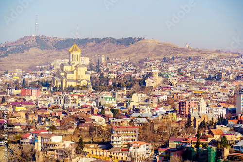 Winter Panorama of Tbilisi from a bird's eye view