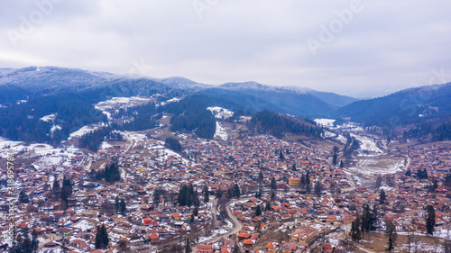 Aerial view of historical town of Koprivshtitsa