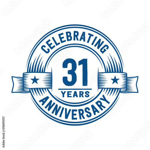 31 years logo design template. 31st anniversary vector and illustration.