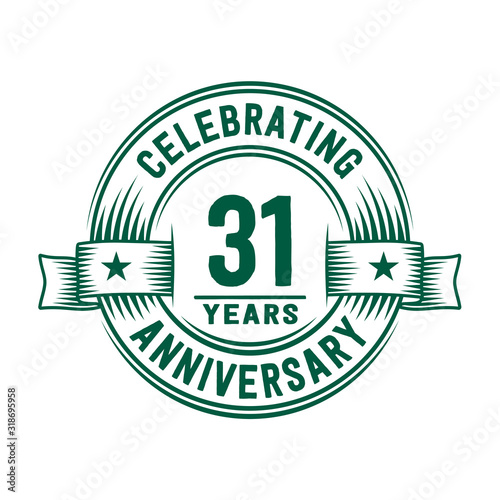 31 years logo design template. 31st anniversary vector and illustration.