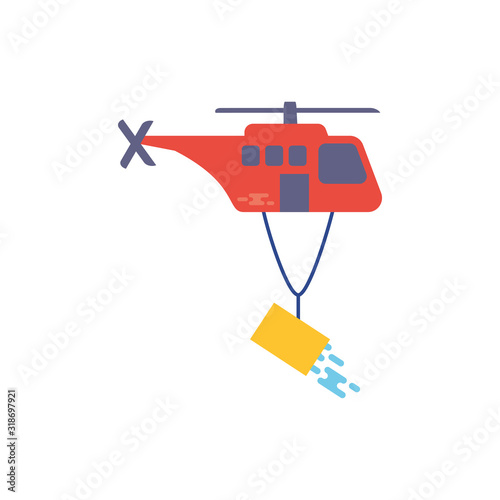 Helicopter putting out fire vector design