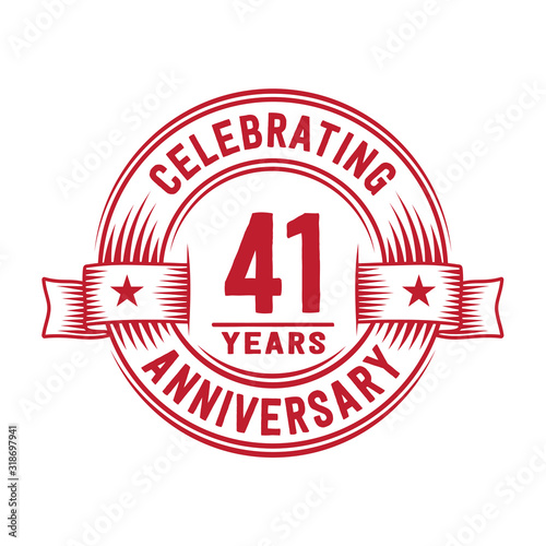41 years logo design template. 41st anniversary vector and illustration.