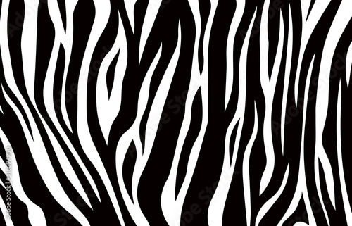 Zebra print  animal skin  tiger stripes pattern fabric. vector illustration black and white