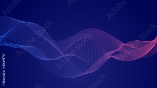 Abstract wave background. Colorful modern linear curve ribbon. Vector musical or web design backdrop