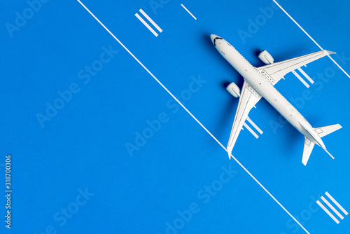 Privat Jet plane on runway. With copy space for template, blank or mockup