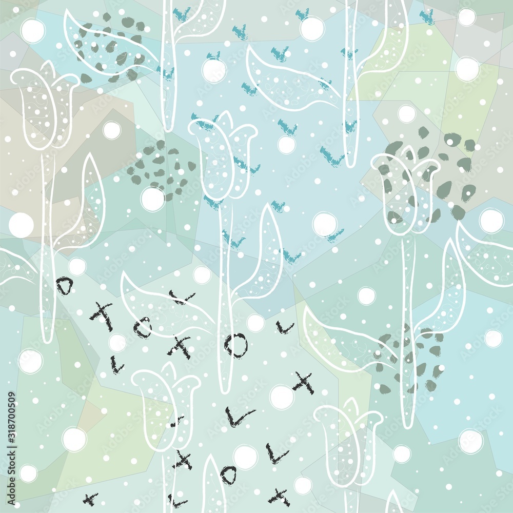 Floral Abstract Seamless Pattern. Modern Digital Design. Modern Fashion Scandinavian Style. Contemporary Colors and Design. Floral Abstract Seamless Pattern. Modern Digital Design. Modern Fashion Scandinavian Style. Contemporary Colors and Design.