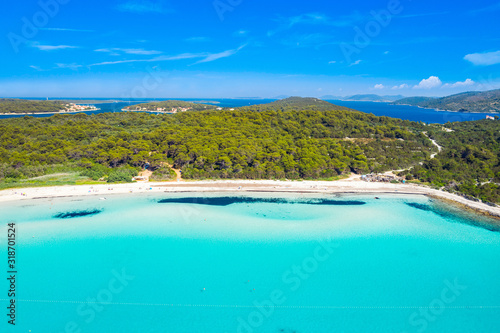 Turquoise lagoon bay on Sakarun beach on Dugi Otok island, Croatia, beautiful seascape and popular tourist destination