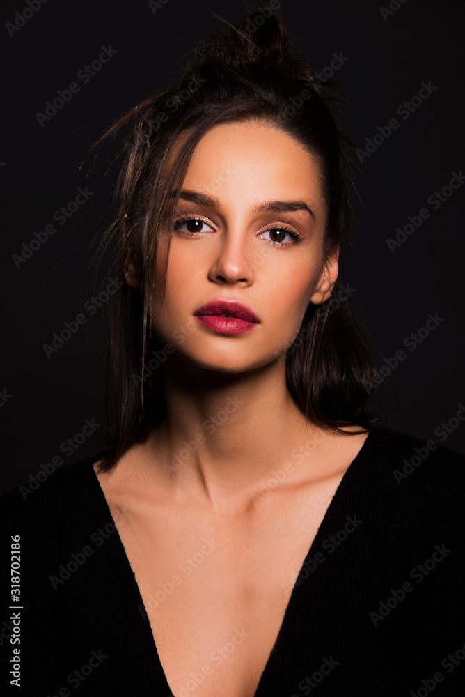 portrait of fashion model beautiful girl with freckles in studio, close up, beautiful girl young woman portrait of fashion model beautiful girl with freckles in studio, close up, beautiful girl young woman