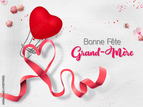 Bonne fête grand-mère - à forme de coeur avec salutation. Bonne fête grand-mères