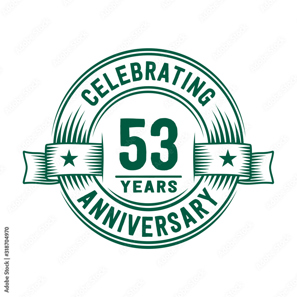 Fototapeta premium 53 years logo design template. 53rd anniversary vector and illustration.