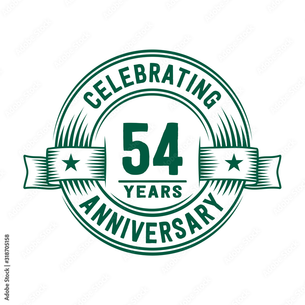 54 years logo design template. 54th anniversary vector and illustration.