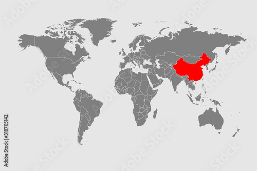 Detailed map of the world in high resolution with a dedicated map of China