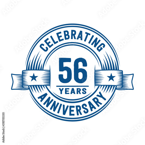 56 years logo design template. 56th anniversary vector and illustration.