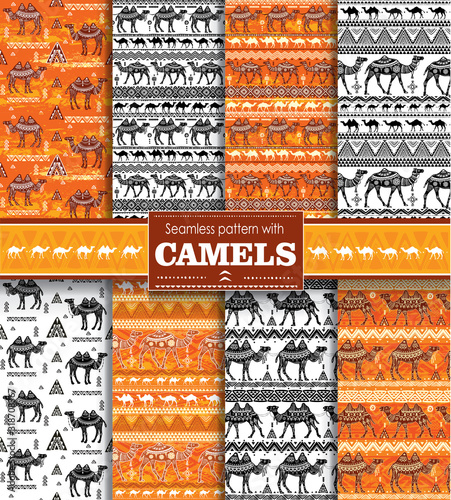 Set of Seamless pattern with camels