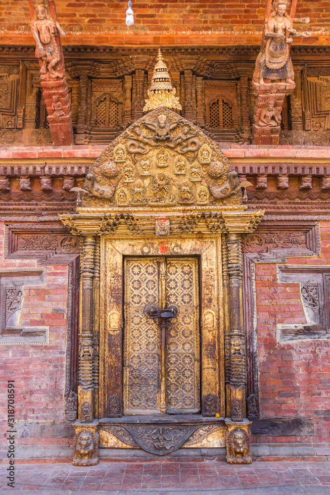 Golden door of the Sundari Chowk temple in Patan, Nepal