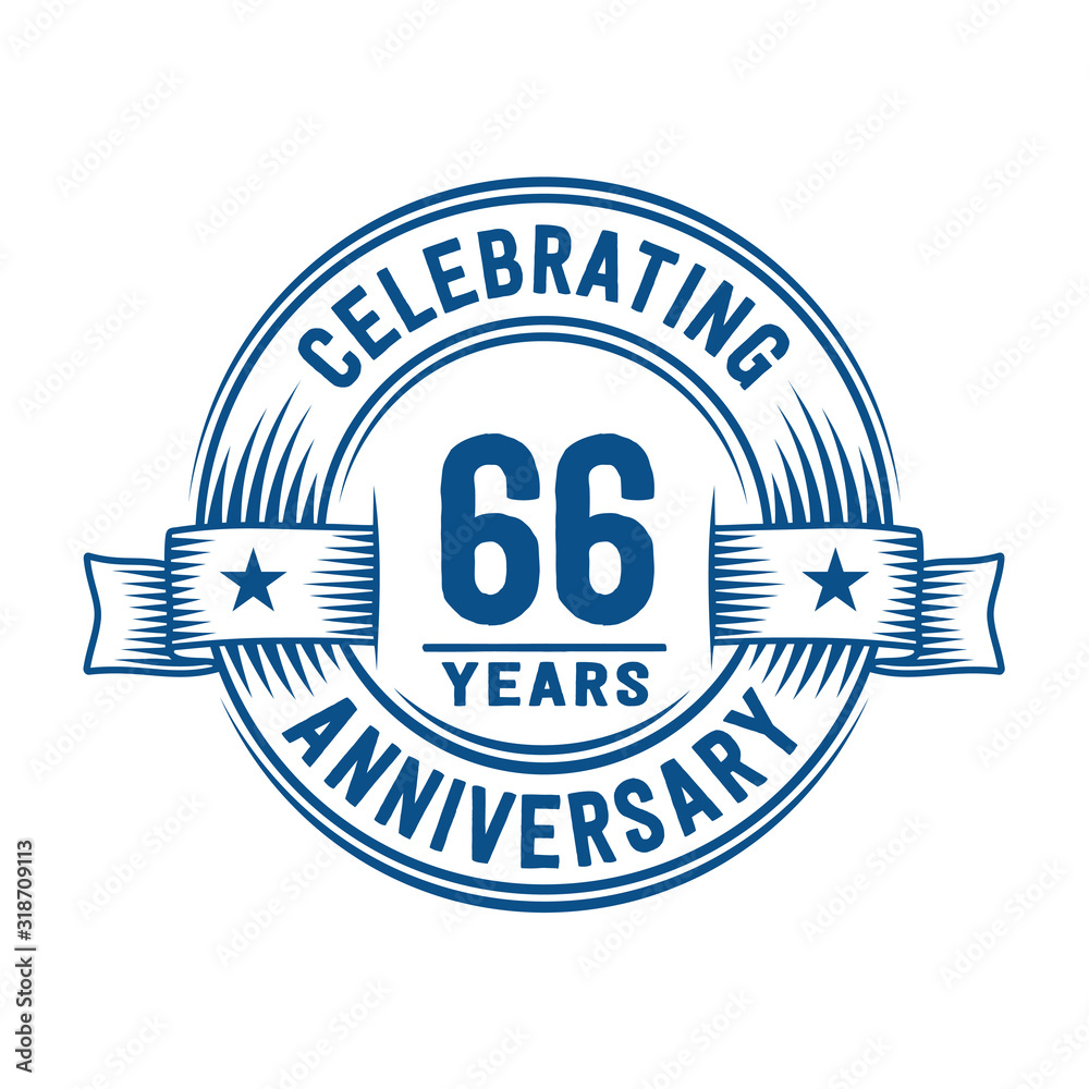 66 years logo design template. 66th anniversary vector and illustration. 66 years logo design template. 66th anniversary vector and illustration.