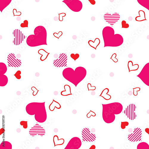 Seamless heart shaped pattern. Design for Valentine's Day or another love romantic projects. Repeating vector illustration for wrapping paper, textile printing and greeting cards.
