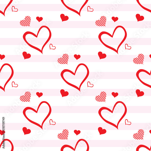 Seamless heart shaped pattern. Design for Valentine's Day or another love romantic projects. Repeating vector illustration for wrapping paper, textile printing and greeting cards.
