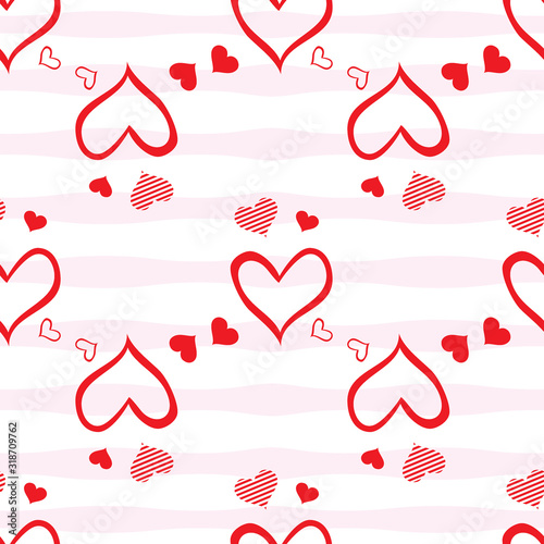 Seamless heart shaped pattern. Design for Valentine's Day or another love romantic projects. Repeating vector illustration for wrapping paper, textile printing and greeting cards.