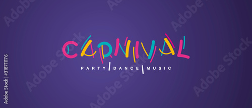 Plakat Carnival handwritten typography colorful logo party dance music purple background