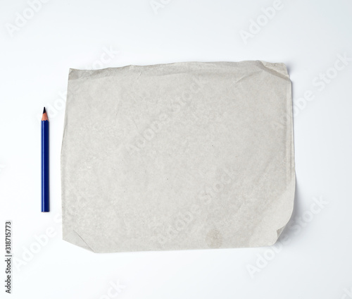 empty gray crumpled sheet of paper