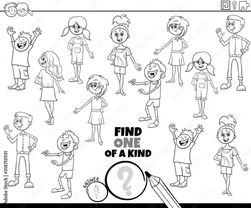 one of a kind game with kids color book page one of a kind game with kids color book page