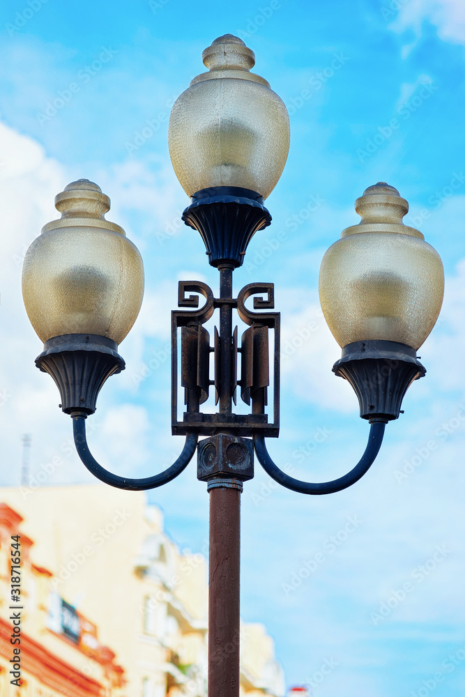 Lights on Old Arbat Street in Moscow, Russia. Lights on Old Arbat Street in Moscow, Russia.